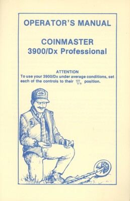 Instruction Manual For Whites Coinmaster 3900 Dx Professional Metal Detector NEW