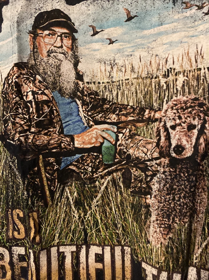 Duck Dynasty Si Robertson Dog Poodle XL Man His Dog Beautiful Thing Navy Shirt - Image 4 of 4