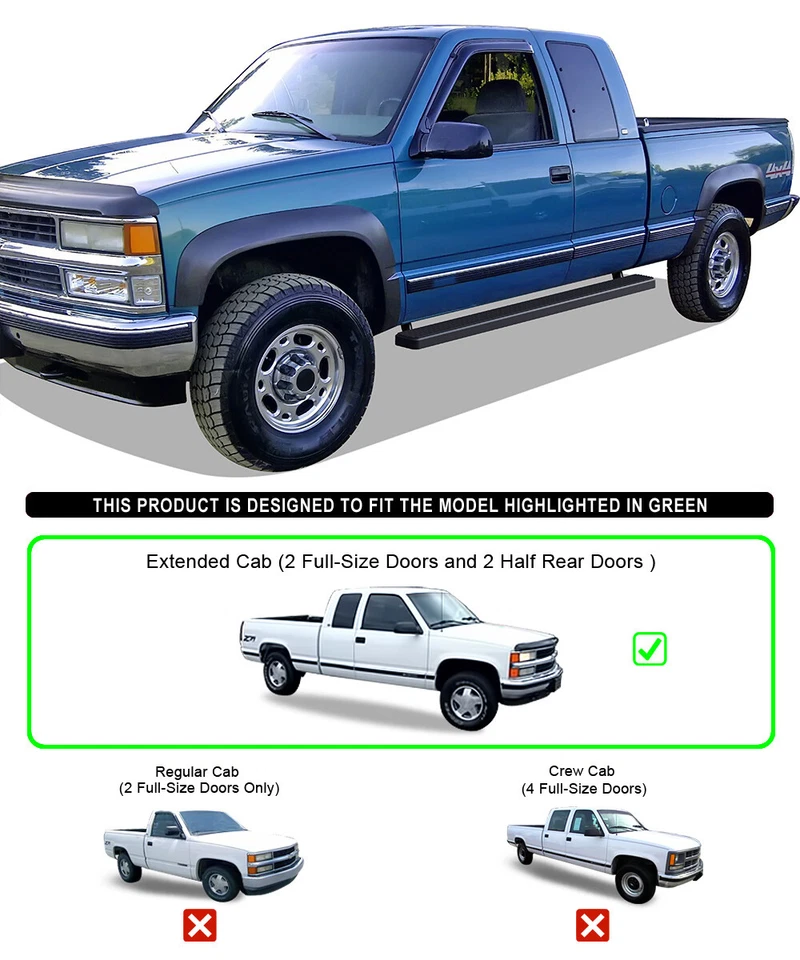 iBoard Black Steel 5" Side Step Fit 88-98 Chevy/GMC C/K Pickup 2Dr Extended Cab - Image 2 of 4
