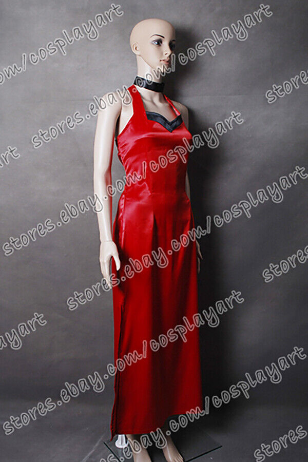 Resident Evil 5 Ada Wong Cosplay Costume Red Dress Full Set Halloween Party