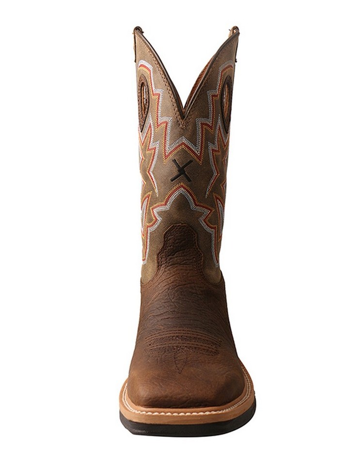 Twisted X Men's Work Cowboy Boot - Leather & Denim, 13 EE Wide, Cognac Color MCW0002
