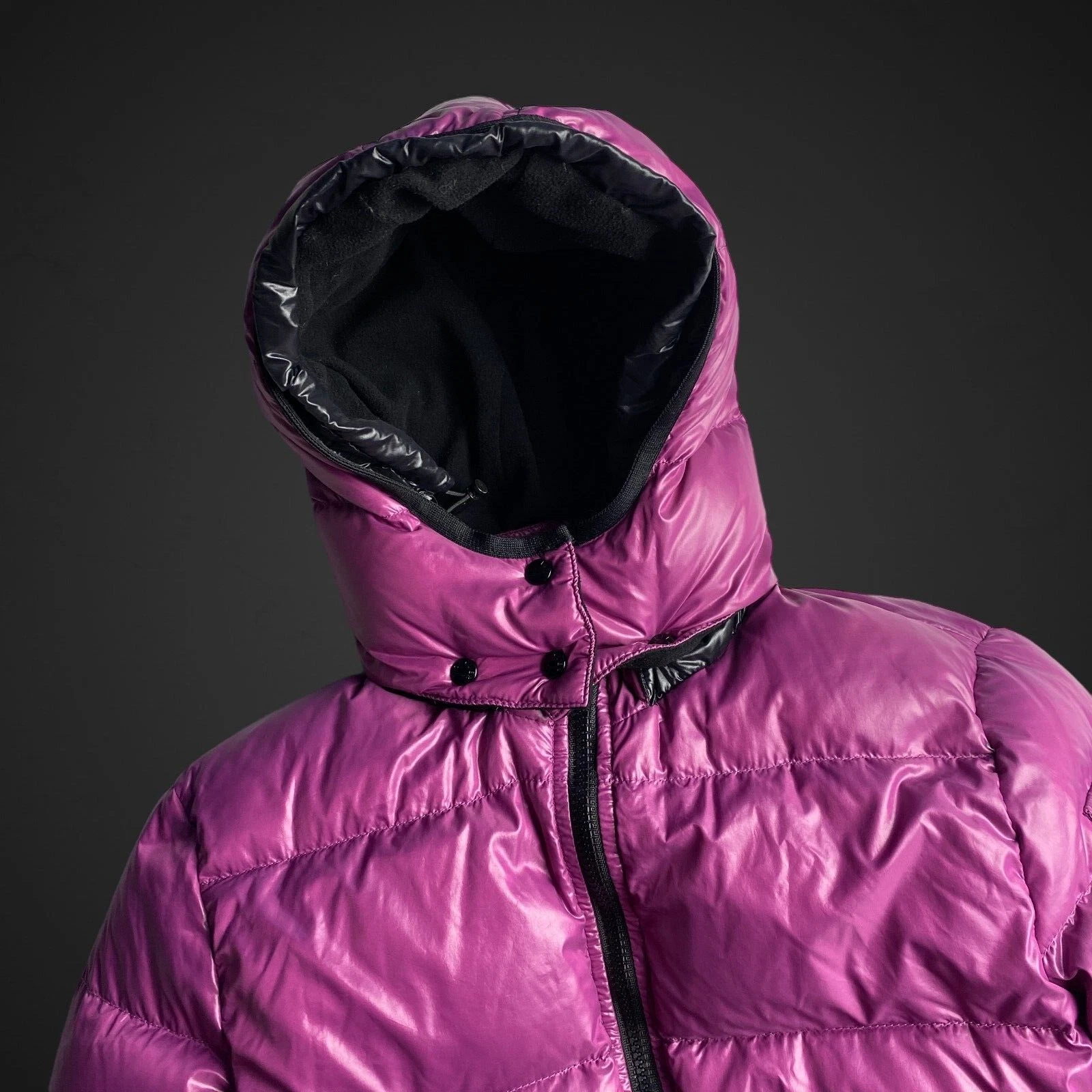 MONCLER BADIA Piumino Vintage Viola Donna con Toppa Grande Taglia 1 XS S