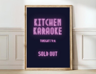 Kitchen Karaoke Print Pink Kitchen Wall Art Kitchen Poster Kitchen Decor Bar