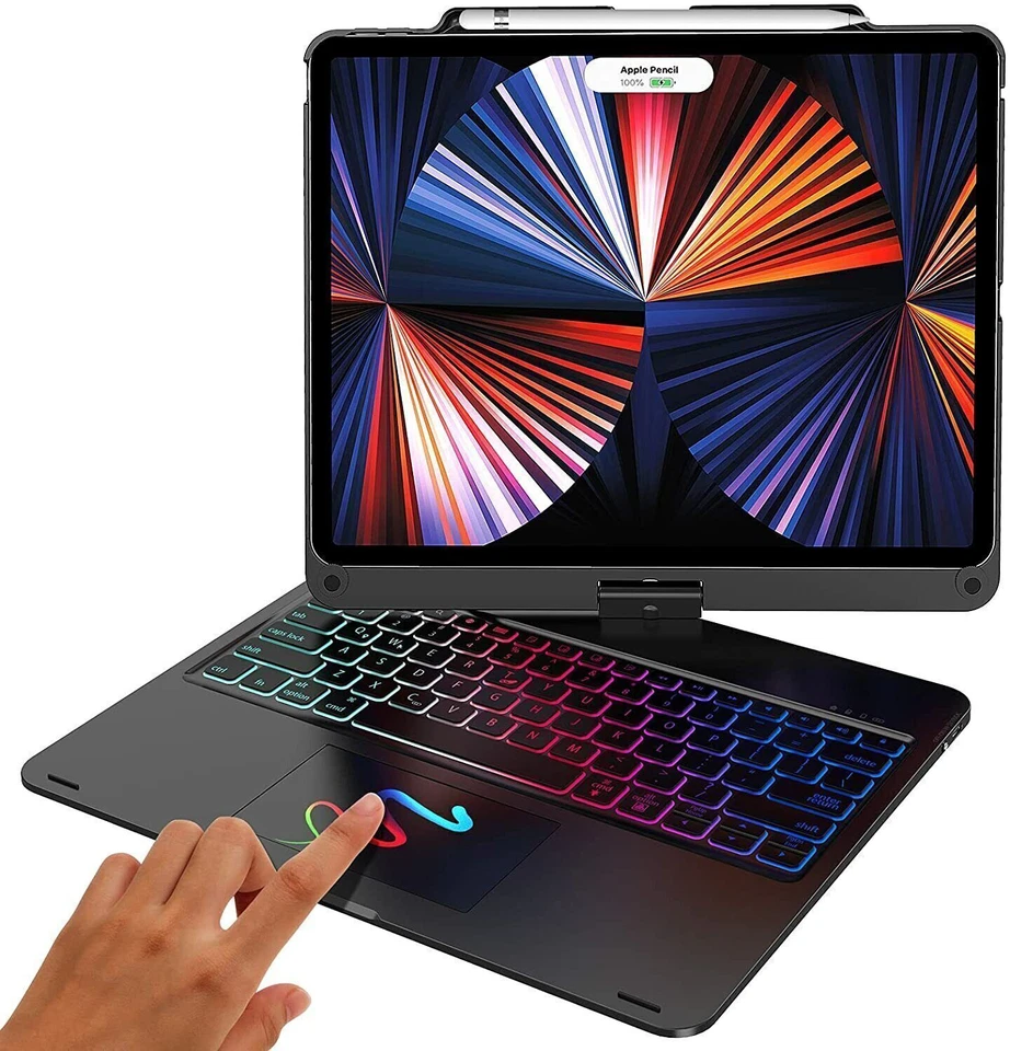 Touchpad Keyboard Case For iPad 7/8/9th Gen Air 3 4 5 Pro 12.9" 11" 360° Rotate - Image 4 of 4