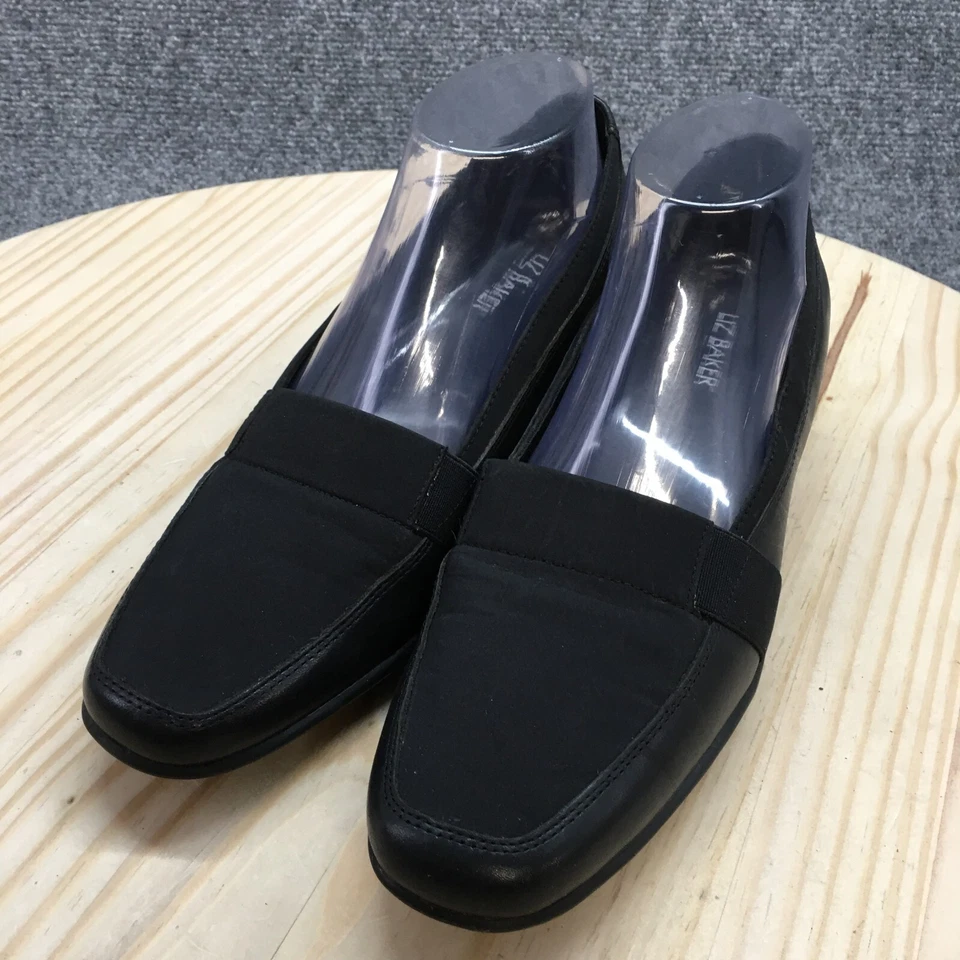 Liz Baker Zapatos Mujer 9 M Cuña Sin Cordones Mocasines Cuero Negro Informal Cómodo Foto 3 de 4