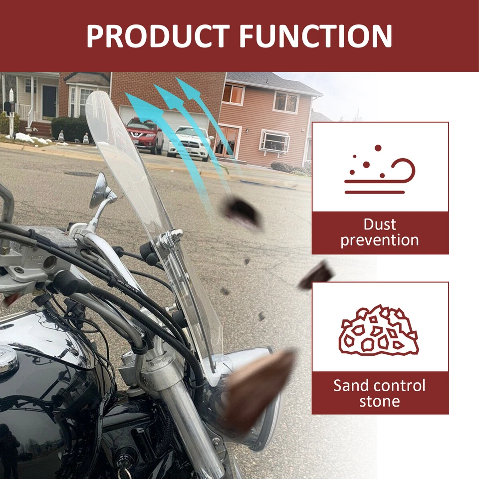 Guidão transparente motocicleta 18"x16" para-brisa 7/8"" 1"" para Honda VTX 1300 1800 - Imagem 4 de 4