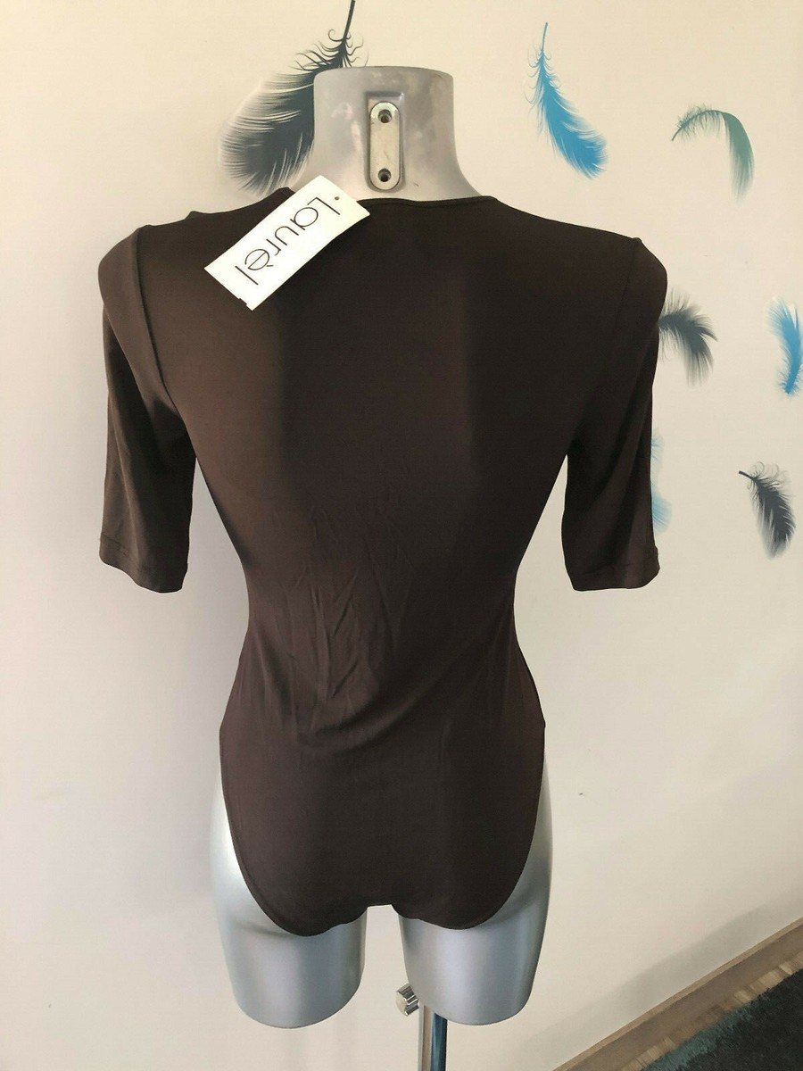 Body Satiné Marron LAURÈL - Taille 38 (FR) - Neuf Avec étiquettes - Valeur 69€ - Stretch - Femme