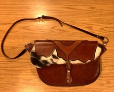 Artisinal Leather & Fur Purse Handbag Hand Made in USA Vintage Style