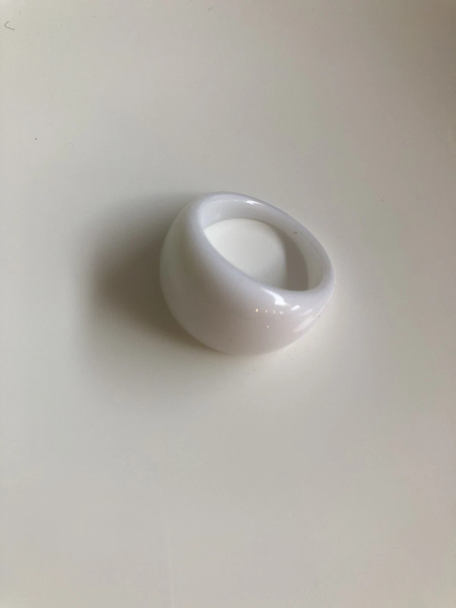 White Chunky Wide Plastic Ring NEW Retro 80 s eBay