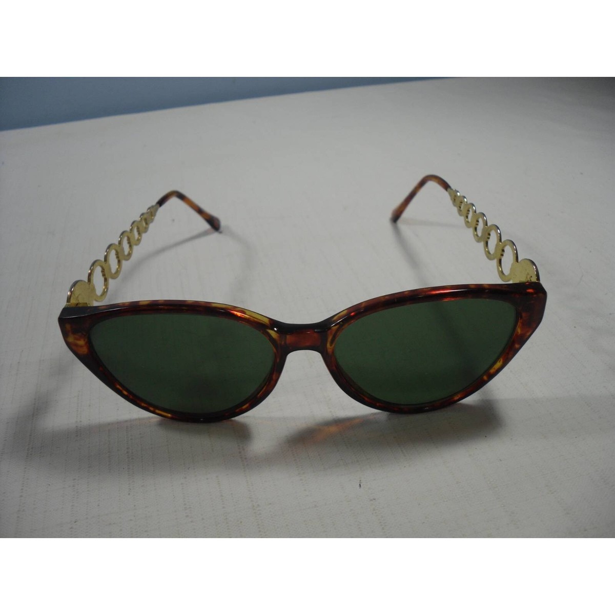 Anne Klein Womens Cat Eye Designer Sunglasses Brown Gold 