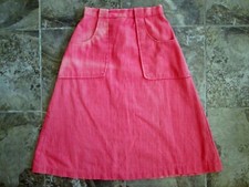 Vintage Skirt 25-inch Waist A-Line Muslin Cotton Coral Pink Deep Pockets Hippy
