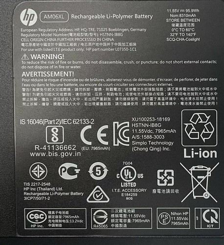 Batería Original HSTNN-IB8G AM06XL L07350-1C1 Para HP ZBook 17 G5 G5-2Z G5-4Q G6 - Imagen 6 de 6