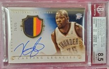 2013-14 NATIONAL TREASURE- KEVIN DURANT- LEGACIES PATCH/AUTO- BGS 8.5/10.../25