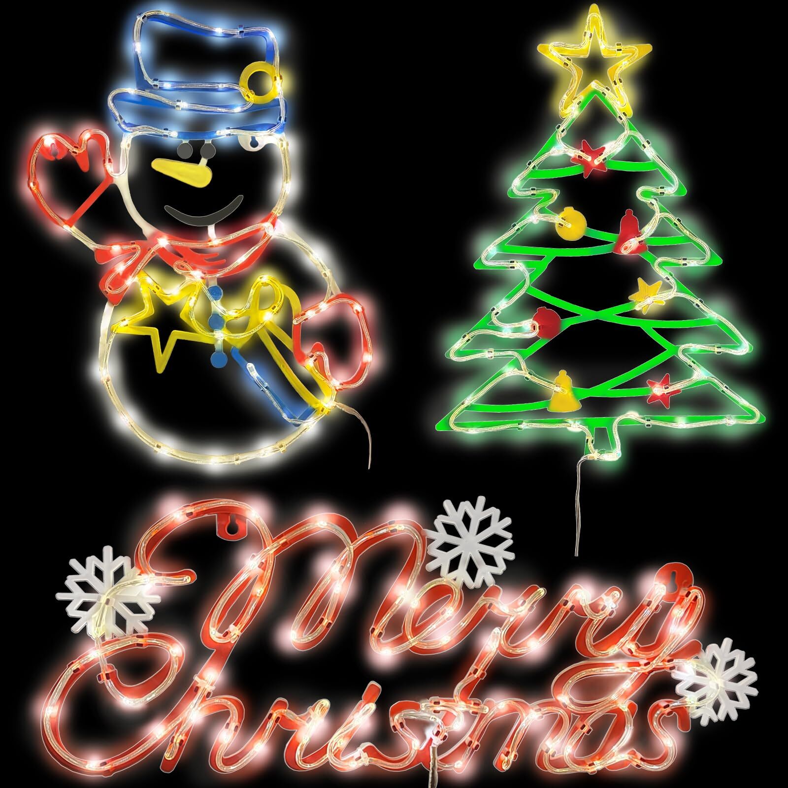 Christmas Window Silhouette Lights Decorations - 16in Pack of 3 USB Power Wat...