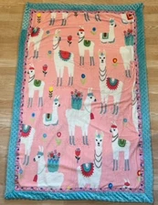 Handmade Chenille and Fleece Custom Llama Blanket. Cutest Llama. Soft Throw