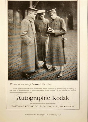 1917 Autographic Eastman Kodak WWI Soldiers Write on the Film Antique Print Ad