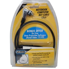 Fellowes Notebook Computer Key Cable Lock 6 Ft Cinch Loop W/ 2 Keys for Laptops