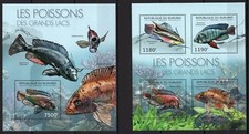 BURUNDI 2012 LES POISSONS DES GRANDS LACS SEA MARINA FISH LAKES STAMPS PERF MNH