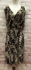 Fred David Dress Womens S Sleeveless Dress Chiffon Animal Print Ruffle Wrap NEW