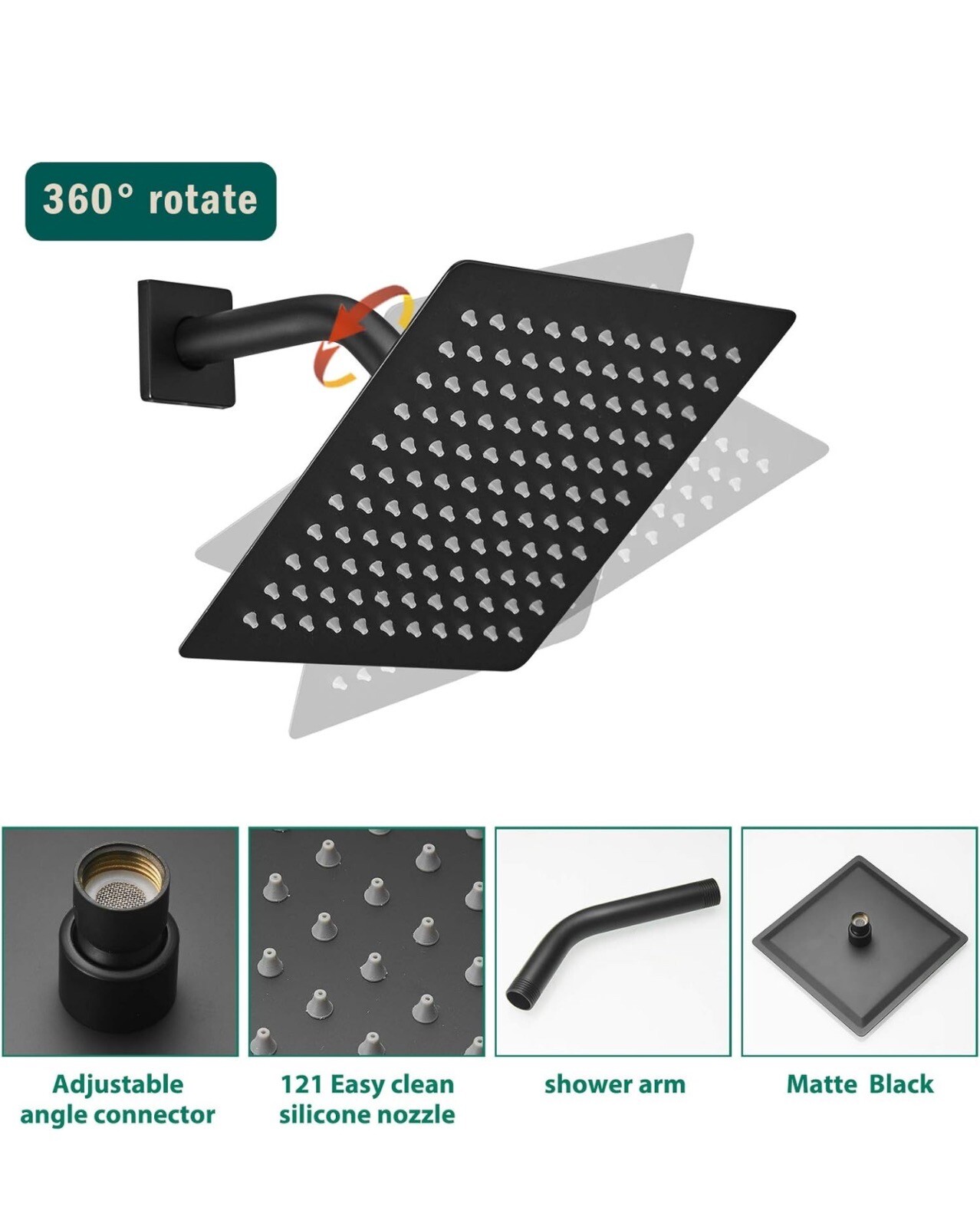 Hoimpro Wall Mounted Shower System with 8 Inches Square High Pressure