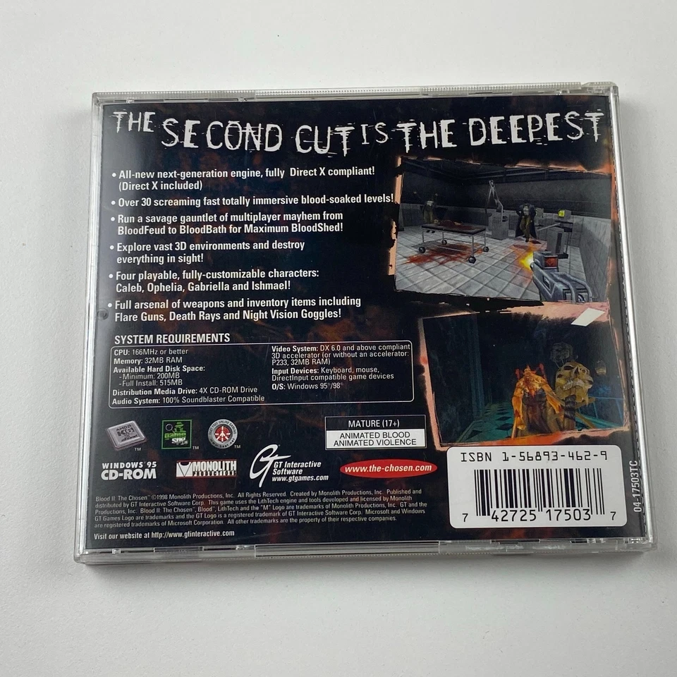 Blood II: The Chosen (PC CD-ROM, 1998) | Monolith FPS | Windows 95 Game - Image 2 of 4