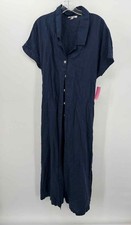 Pre-Owned Three Dots Navy Size XL Maxi Short Sleeve Dress