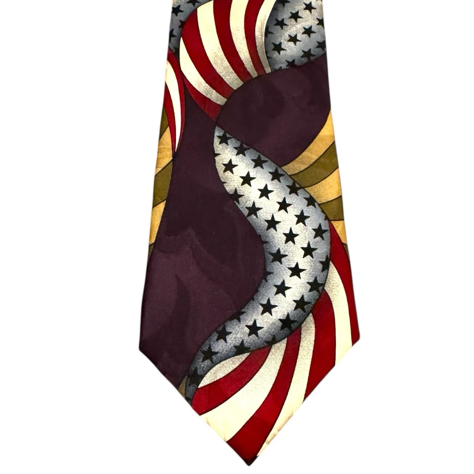 Corbata Bellini Vintage EE. UU. Estrellas Americana Rayas Día de la Independencia Foto 4 de 4
