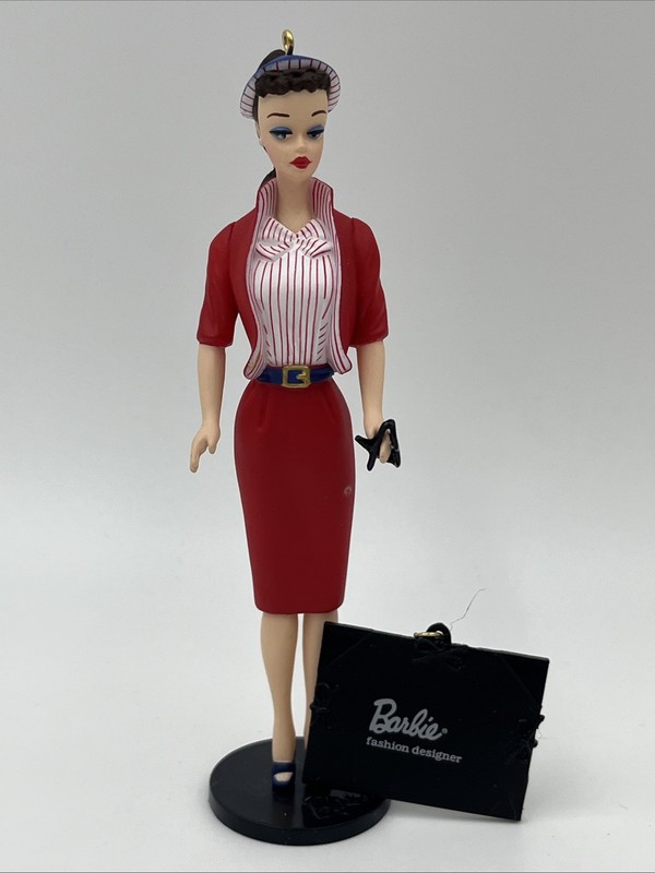 2001 Hallmark Keepsake 8th in Barbie Series Busy Gal Fashion Portfolio Ornaments
