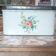 Decoware White Metal Floral Bread Box Hinged ...