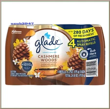 Glade Automatic Spray Air Freshener Refills Cashmere Woods Scent, 6.2 oz 4 ct.