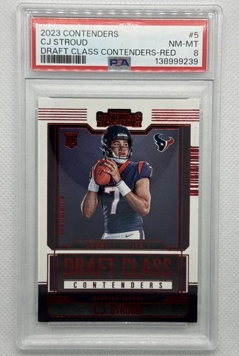 2023 Panini Contenders - Draft Class Contenders C.J. Stroud #5 Red (RC) PSA 8