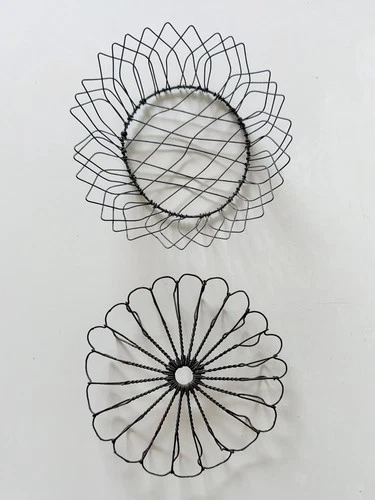 Antique French Twisted Wire Trivet And Wire Gathering Basket Bowl Lot image 13