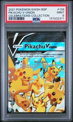 2021 POKEMON SWSH BLACK STAR PROMO CELEBRATIONS COLL #139 PIKACHU V-UNION PSA 9