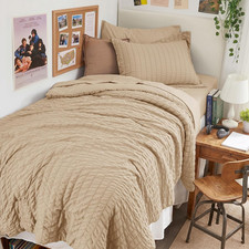 Khaki Twin XL Comforter Set Seersucker 5 Pieces, All Season Luxury Bed in a Bag
