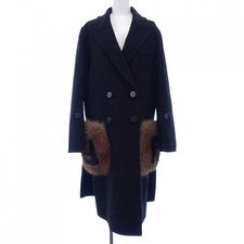 FENDI Coat FF8521 A5G0 Wool  Fox Fur Pocket Women's Size 38 Used