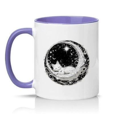 Schlafende Katze Unisex 11 Unzen Keramiktasse Himmlische Katzenliebhaber Geschenk für Sie & Ihn