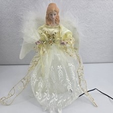 Kurt Adler 12&rdquo; LED Fiber Optic Gold Angel Christmas Tree Topper