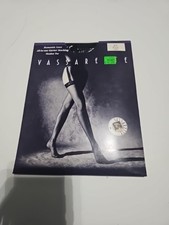 Vintage Vassarette Lace trim Garter Stocking Shadow Toe 9077 Black M/L-Long New