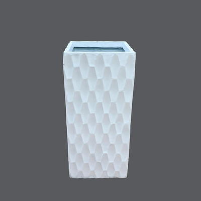 Lightweight Pure White Retro Tall Rectangle Outdoor Planter