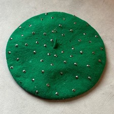 Vinta Madcaps of New York Breaded Green Wool Beret