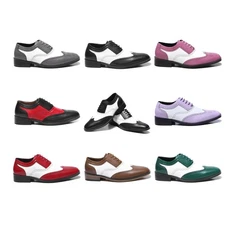 Metrocharm Two-Tone 1920's Wingtip Oxford Formal Men Dress Shoes