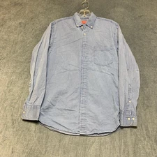 Red Label by Patrol Jeans Shirt Mens XS Blue Cotton Rounded Hem Button Down