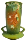 Vintage ROSEVILLE Pottery Snowberry Fern Green 8.5" Handled Vase 1V1-8 USA
