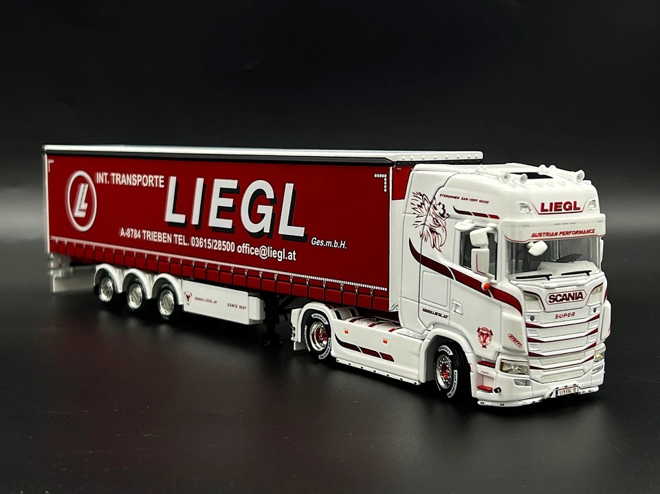 Scania S highline CS20H 4x2 curtainside trailer "Liegl" WSI truck model 1:50 - Image 2 of 4