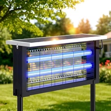Solar Bug Zapper Outdoor - Powerful, Waterproof, Rechargeable, Garden/Camping