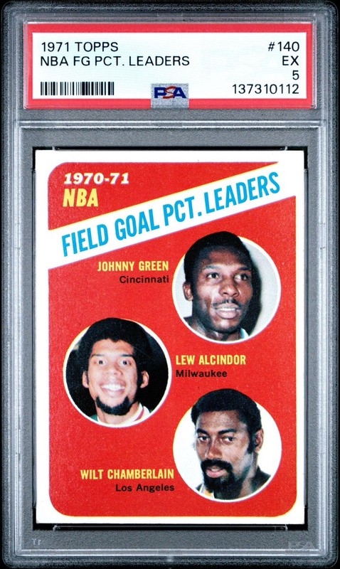 1971 Topps Basketball #140 NBA FG PCT Leaders w/ Alcindor Chamberlain HOF PSA 5