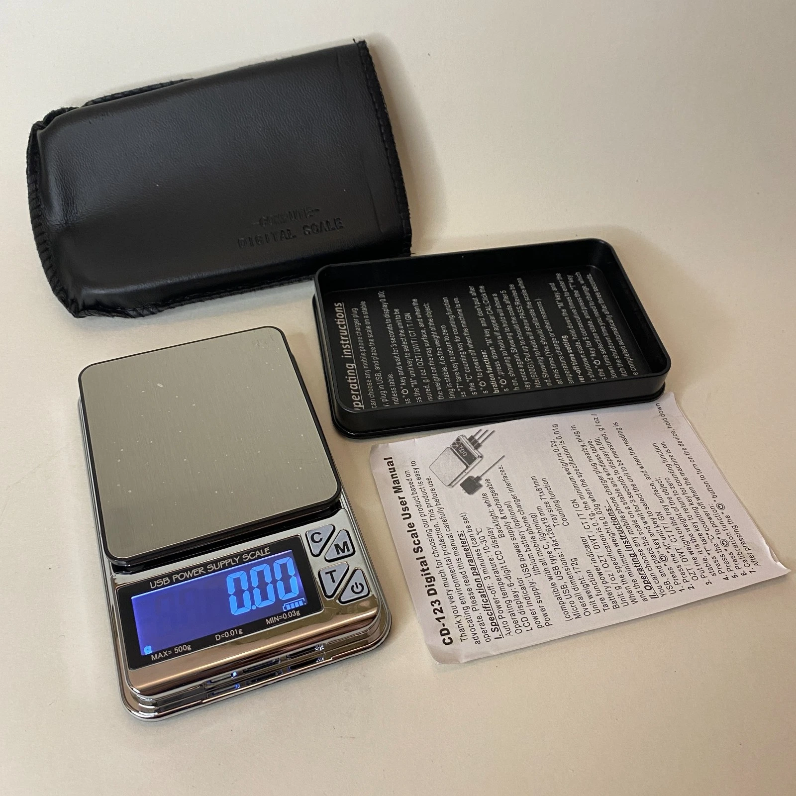 Digital Pocket Scale 500g/0.01g Usb Charging with Counting WU4