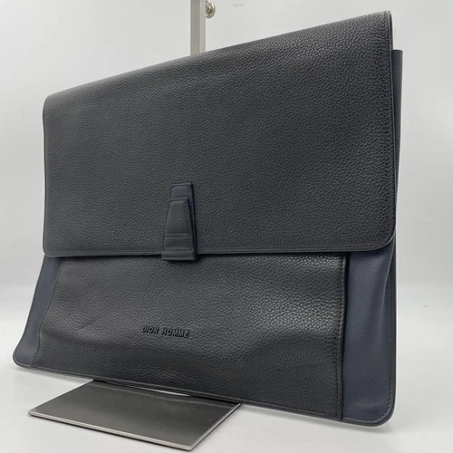 Pochette Extreme Dior Homme Logo Cuir Bicolore A4 Disponible