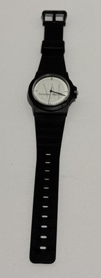 1990s Neiman Marcus Unisex Logo  Sport Black Rubber Strap Quartz Analog Watch 