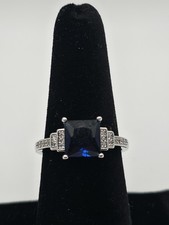 2.30Ct Lab-Created Blue Sapphire Solitaire Engagement Ring Size 8.5